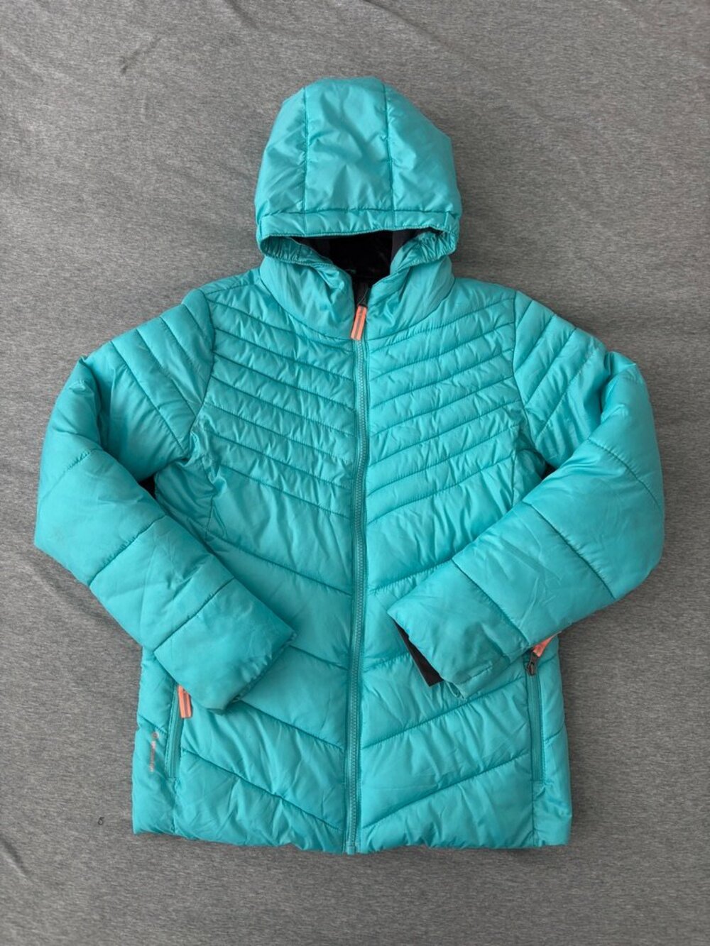 C9 Champion Girls XL Turquoise Fleece Lined Puffer Jacket Hooded Venture Loft 05